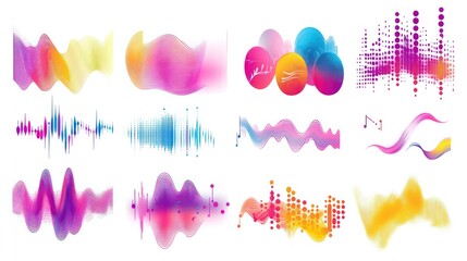 Poster - a set of colorful soundwave graphics displayed on a white background, illustrating the concept of mu