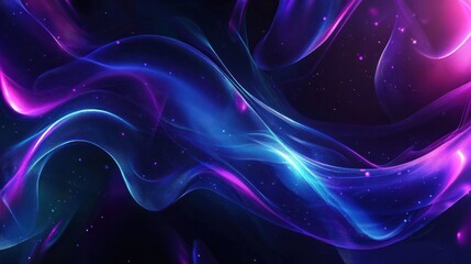 Poster - A sleek, modern abstract motion banner featuring vibrant blue and purple swirling shapes that create a sense of dynamic movement against a dark background.