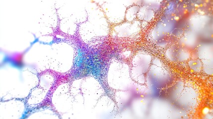 Poster - neuron, featuring swirling patterns and luminous filaments that illustrate the flow of energy and information.