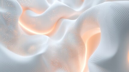 Poster - mechanics, showcasing swirling particles and waveforms that blend seamlessly into a clean white backdrop.
