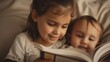 © iuricazac - A young girl is reading a book to a baby conveying a sense Of warmth and nurturing.