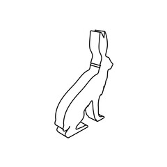 Poster - The outline of a large hare symbol is made with black lines. 3D view of the object in perspective. Vector illustration on white background