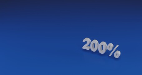 Poster - Isolated realistic white 200 percent symbol with shadow. Located on the right side of the scene. 3d illustration on transparent background
