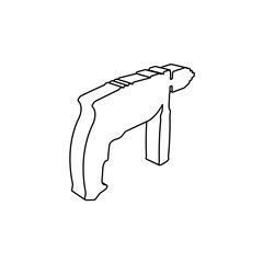 Poster - The outline of a large drill symbol is made with black lines. 3D view of the object in perspective. Vector illustration on white background
