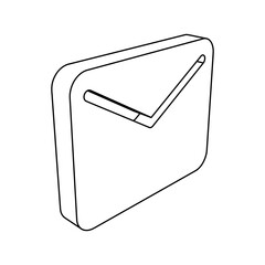 Poster - The outline of a large email symbol is made with black lines. 3D view of the object in perspective. Vector illustration on white background