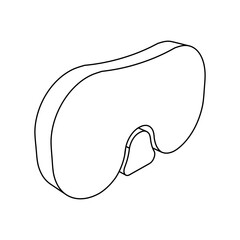Poster - The outline of a large diving goggles symbol is made with black lines. 3D view of the object in perspective. Vector illustration on white background