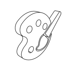 Poster - The outline of a large palette symbol is made with black lines. 3D view of the object in perspective. Vector illustration on white background