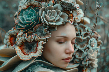 Wall Mural - beautiful girl in the surreal world of wonders generative ai