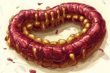 Poster - Cartoon Style Coiled Intestines with Vibrant Colors