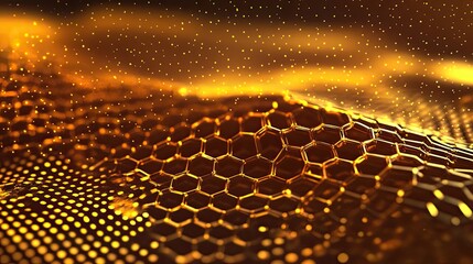 Poster - Golden Honeycomb Abstract Background Pattern Design