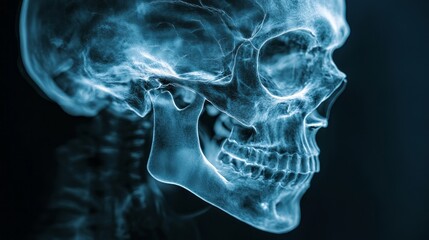 Poster - A strikingly detailed representation of a human skull, captured with hyper realism to highlight anatomical precision