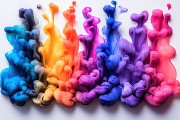 Poster - Vibrant Swirls of Colorful Ink in Water Creating Abstract Patterns and Shapes for Artistic Backgrounds and Creative Projects