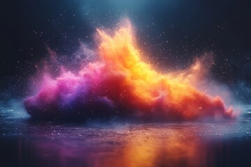 Poster - Vibrant Nebula of Colors Erupting in a Cosmic Landscape, Inspiring Images of Dreamy Atmospheres and Surreal Beauty in Nature and Art