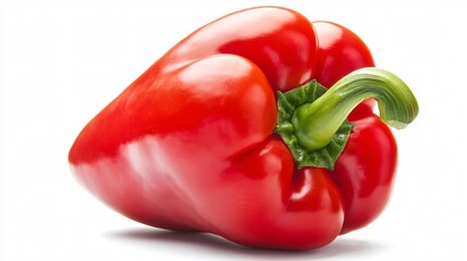 Bright red bell pepper showcasing vibrant color and smooth texture on a white background