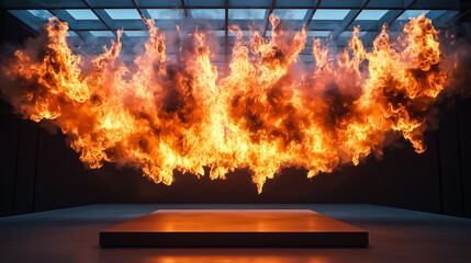 Poster - Visual representation of fire and smoke forming a captivating conceptual map in an artistic environment
