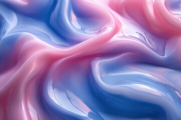 Poster - Abstract Swirling Textures of Soft Pink and Blue Colors Creating a Fluid Art Background in Vibrant Iridescent Patterns for Creative Projects and Design Use