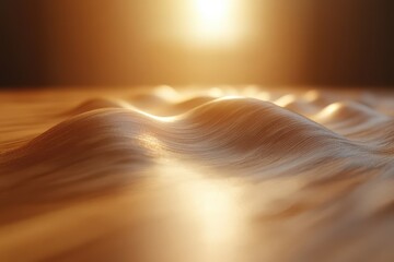 Poster - Abstract representation of soft waves undulating under warm golden sunlight creating a serene and tranquil atmosphere with smooth textures and gentle curves