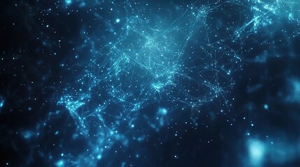 Poster - Abstract Digital Network with Connecting Nodes and Light Effects