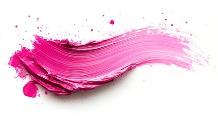 Aufkleber - A vibrant pink brush stroke sweeps across a white canvas, showcasing the texture of the paint and the fluidity of motion. Splatter effects enhance the artistic expression and creativity