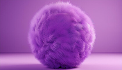 Poster - Purple Furry Ball. Concept of softness, texture, and fluffy.