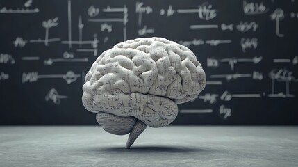 Poster - A model of a human brain with scribbles all over it.
