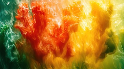 Poster - Abstract swirling colors in vibrant hues of orange, yellow, and green.