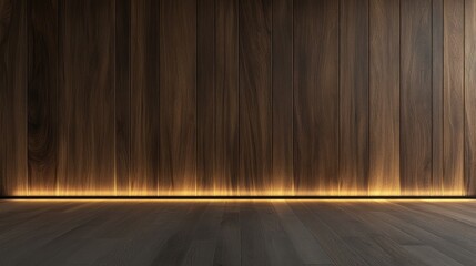 Wall Mural - Wooden Wall with Illuminated Base