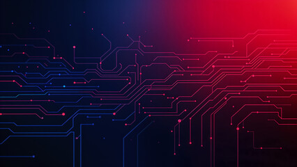 Poster - neon circuits lines background . Generative AI