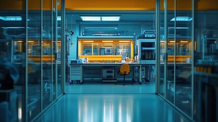 Poster - A modern laboratory space with equipment and a workstation for scientific research.