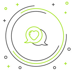 Poster - Line Heart in speech bubble icon isolated on white background. Colorful outline concept. Vector