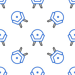 Poster - Line Armchair icon isolated seamless pattern on white background. Colorful outline concept. Vector