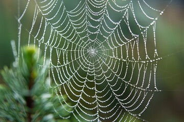 Wall Mural - spider web with dew drops