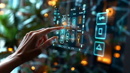 Poster - Interactive touch screen technology in a modern setting with ambient lighting