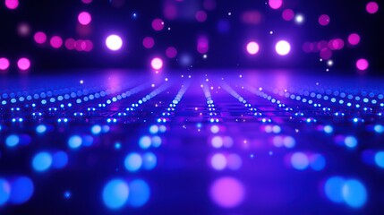 Poster - A vibrant abstract background with glowing blue and purple lights.