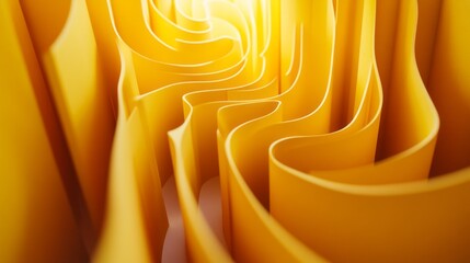 Aufkleber - Vivid yellow forms twist and turn, inviting the observer to explore a dynamic world of flowing shapes and contrasts. Light dances upon the surfaces, enhancing texture and depth