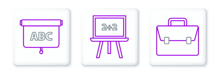 Poster - Set line Briefcase, Chalkboard and icon. Vector