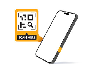 Poster - smartphone qr code 'scan here' label template - ideal for mobile apps, brochures, posters, banners, 