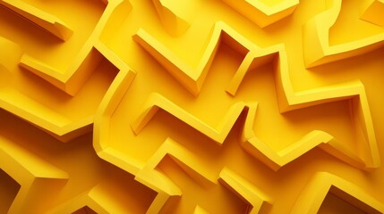 Aufkleber - Vibrant yellow shapes intertwine and overlap, forming a dynamic and immersive experience that captivates the viewer's imagination, showcasing depth and playful energy in abstract form