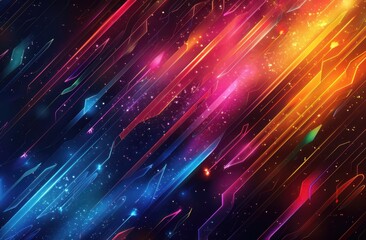 Poster - Abstract Neon Lines Glowing Brightly In The Dark