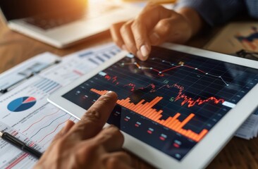 Poster - Businessmen Analyzing Financial Data On Tablet