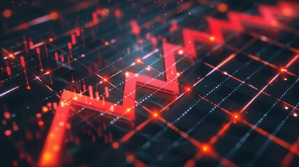 Poster - Red Arrows Digital Stock Market Data Visualization