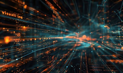 Abstract Digital Data Network Visualization