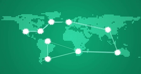 Poster - image of network of connections over world map on green background