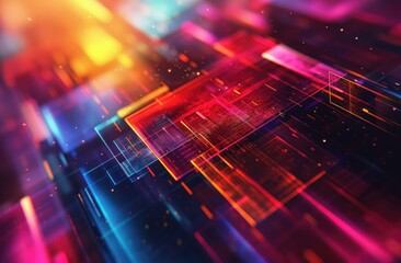 Poster - Abstract Digital Data Streams in Vivid Colors