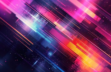Poster - Abstract Neon Geometric Lines and Shapes Design