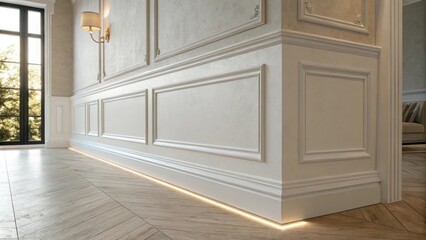 Poster - A pristine patched area on a wall illuminated by natural light highlighting the fine details of the repair