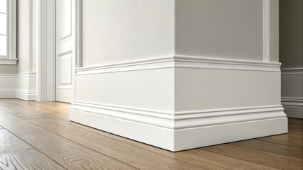 Aufkleber - A minimalist setup featuring sleek painted baseboards stacked side by side emphasizing clean lines and simplicity against a lightcolored backdrop.