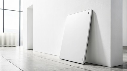 Poster - A minimalist setup showcasing a single large wall panel leaning against a stark white backdrop emphasizing its sleek design and elegant finish.