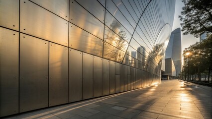 Poster - A dynamic image capturing the reflection of light on metallic accents of the wall panels creating an eyecatching interplay of shadows and highlights.