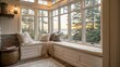 © DigitalSpace - A cozy corner nook featuring a floortoceiling window where plush cushions sit beneath illuminated by gentle light passing through the protective films soft tint.
